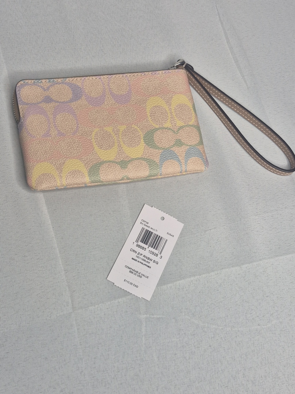 COACH Corner Zip Rainbow Signature Wristlet NWT - Picture 7 of 11